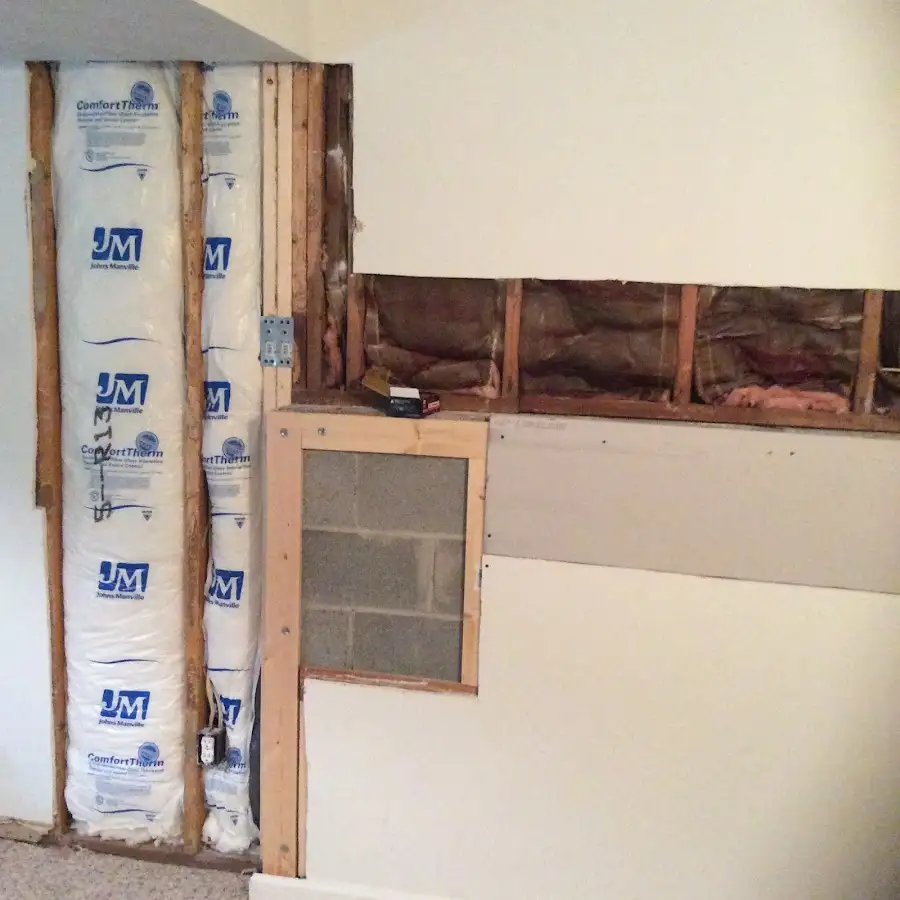 Wall insulation replacement during Basement Flood Cleanup in Johnstown